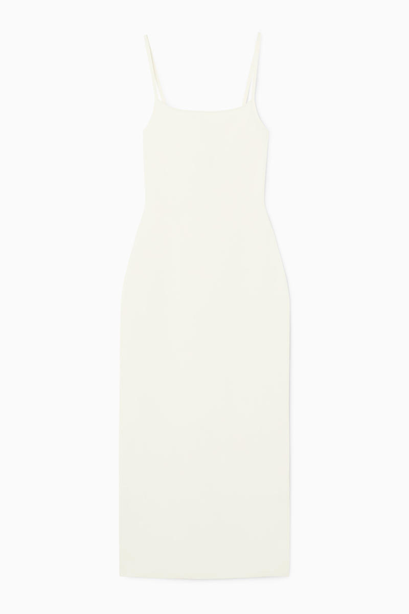 Square-Neck Knitted Slip Dress