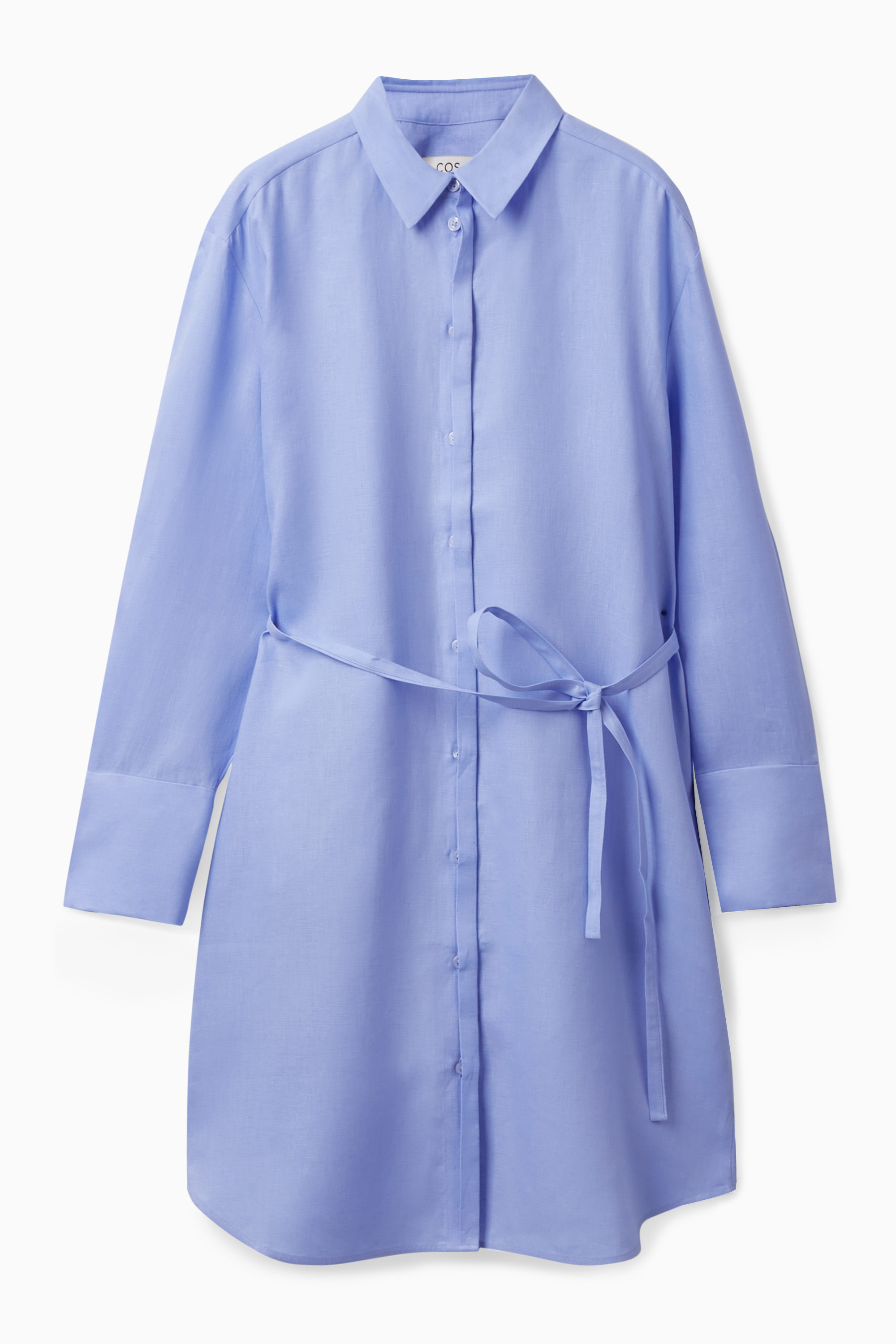 BELTED LINEN SHIRT DRESS