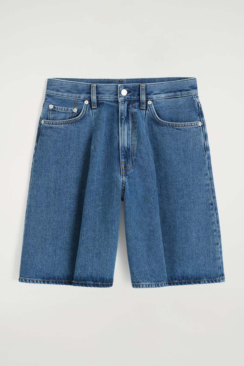 Wide-Leg Denim Shorts