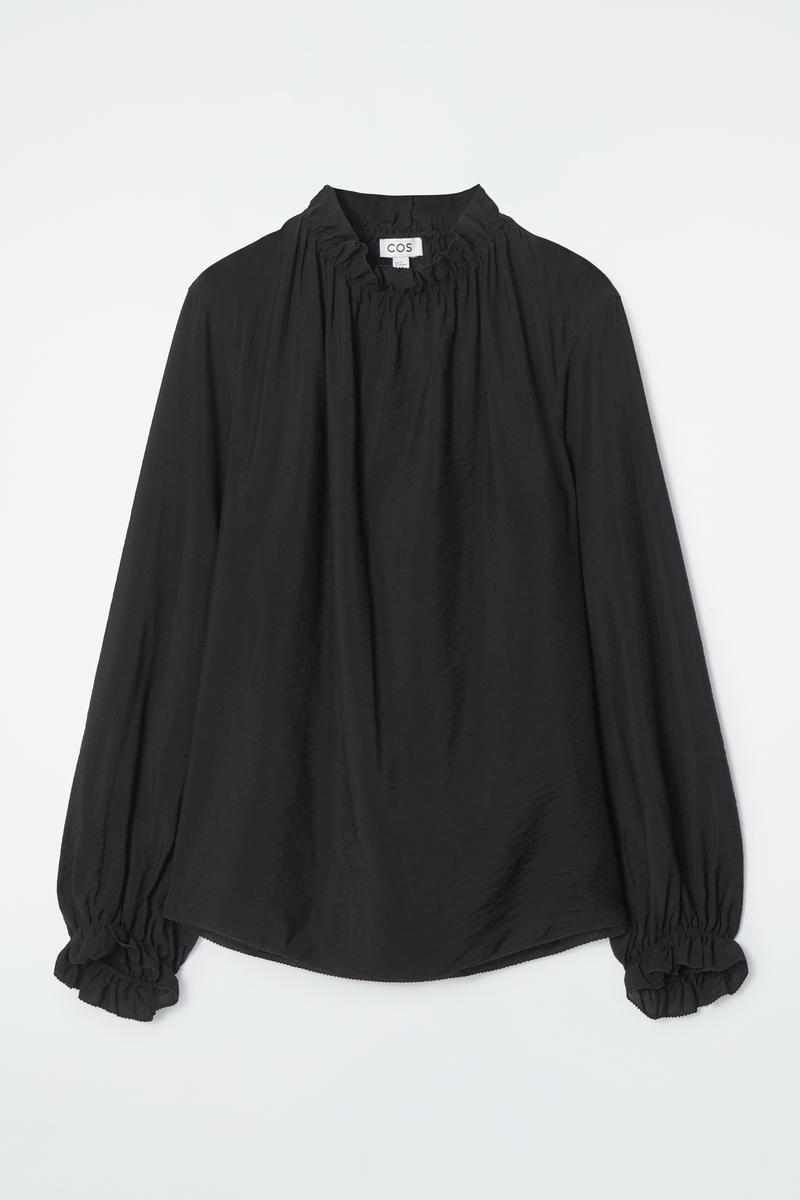 Ruffled High-Neck Blouse