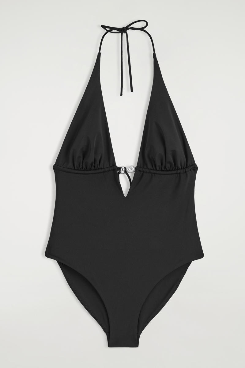 Embellished Plunge-Neck Swimsuit