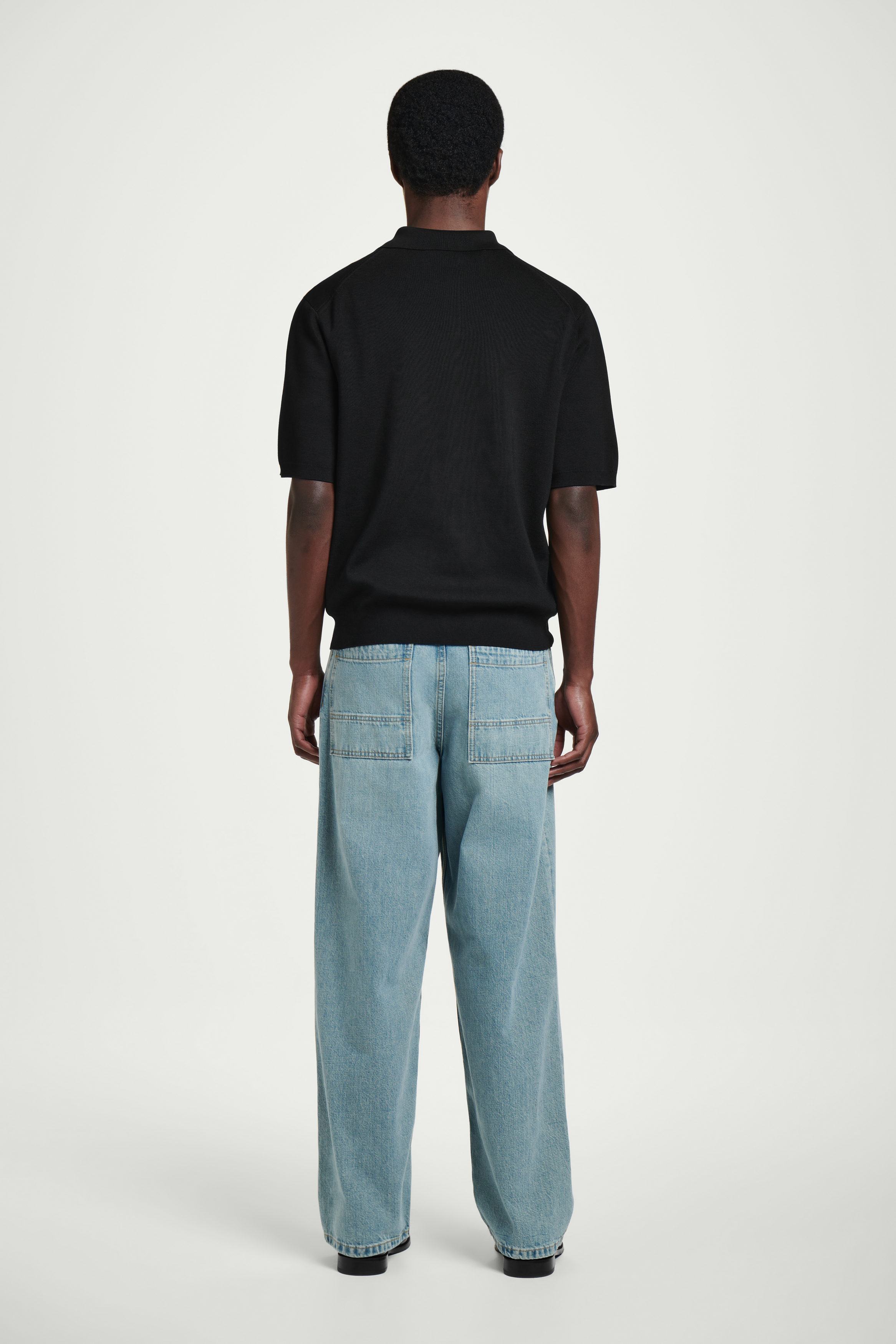 REGULAR KNITTED HALFZIP POLO SHIRT - BLACK | COS US