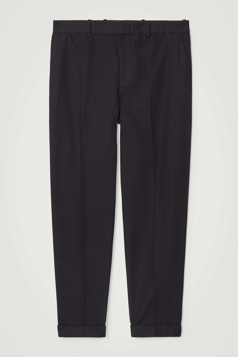 Turn-Up Tapered Twill Trousers