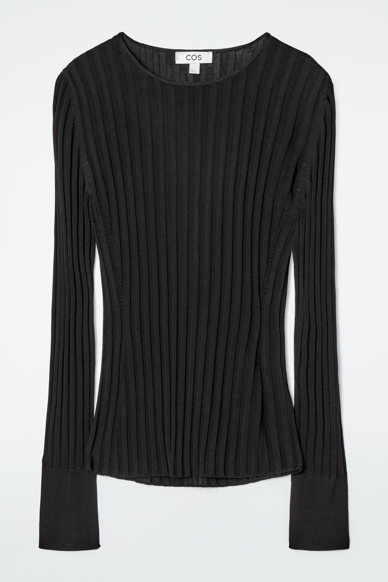 Rib-Knit Long-Sleeved Top