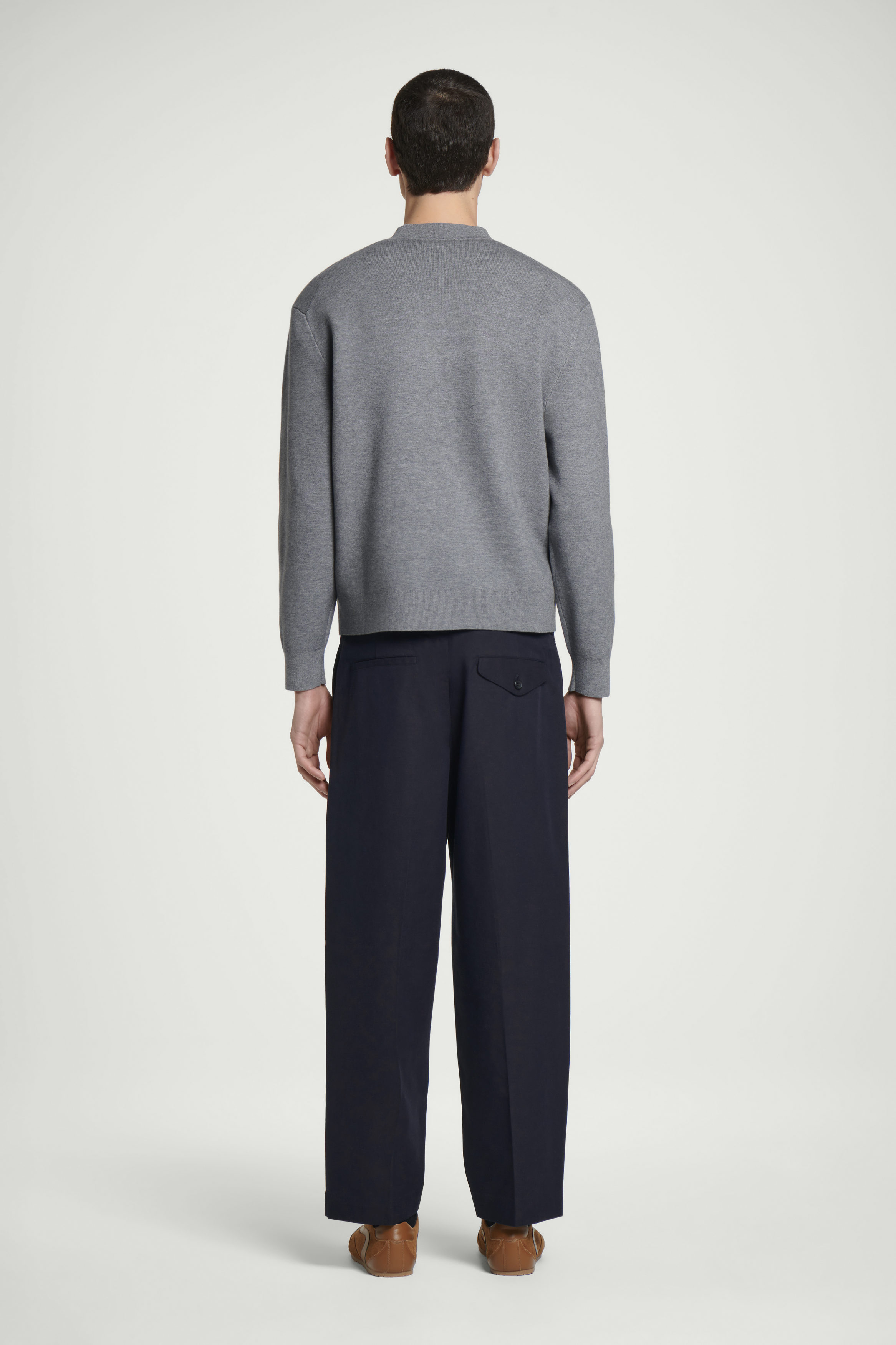 DOUBLE-FACED BOMBER-NECK KNITTED SWEATER - GRAY | COS