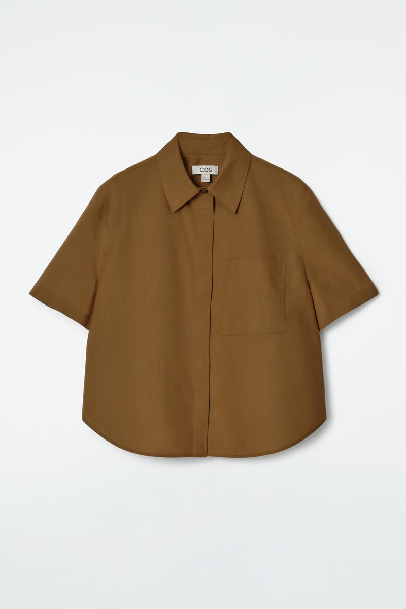 Cropped Short-Sleeved Cotton Shirt