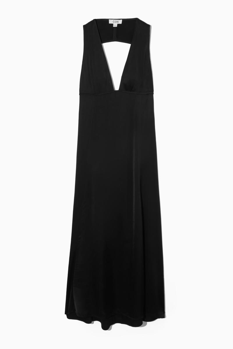 Plunge Open-Back Maxi Dress