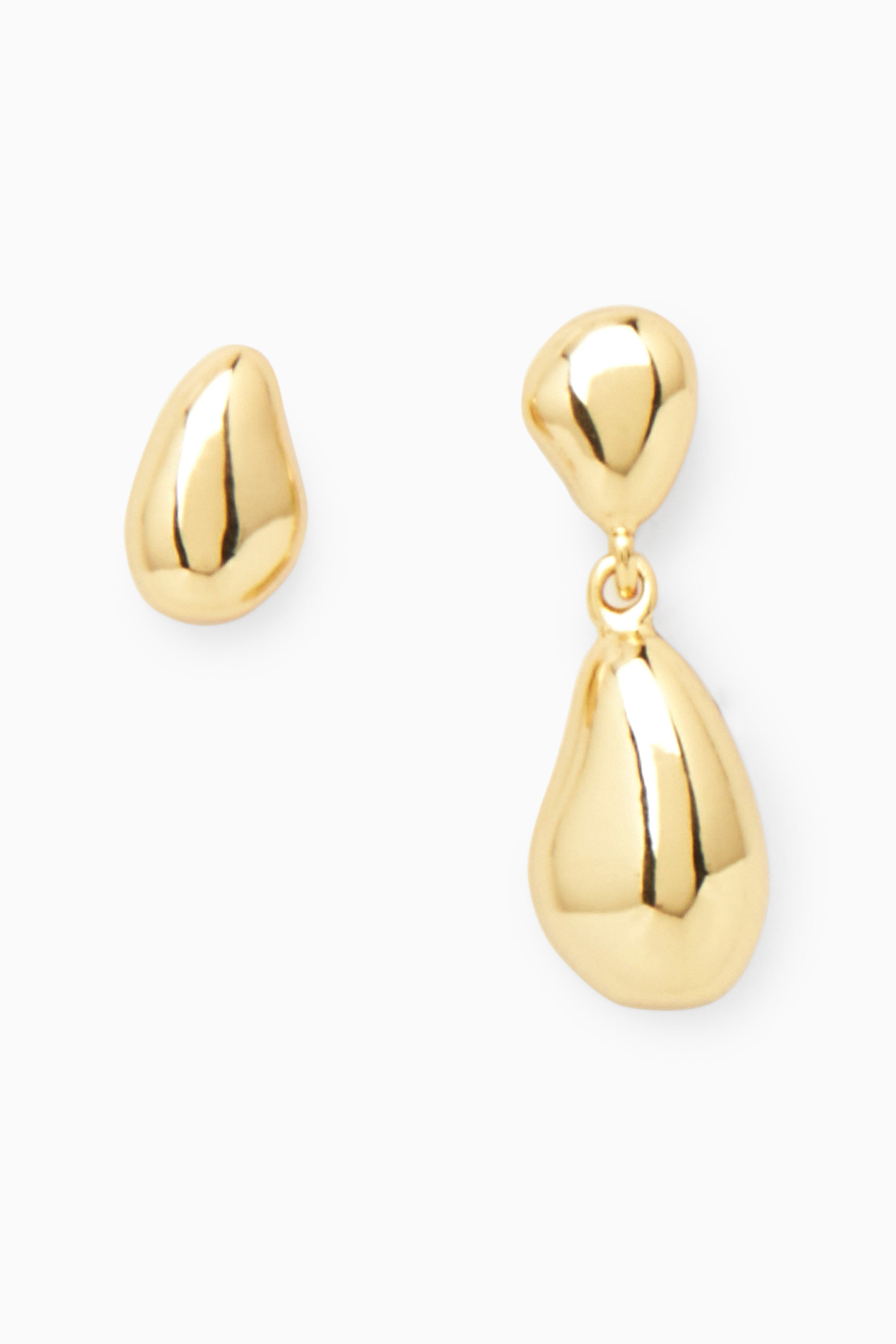 MISMATCHED DROP STUD EARRINGS - GOLD | COS
