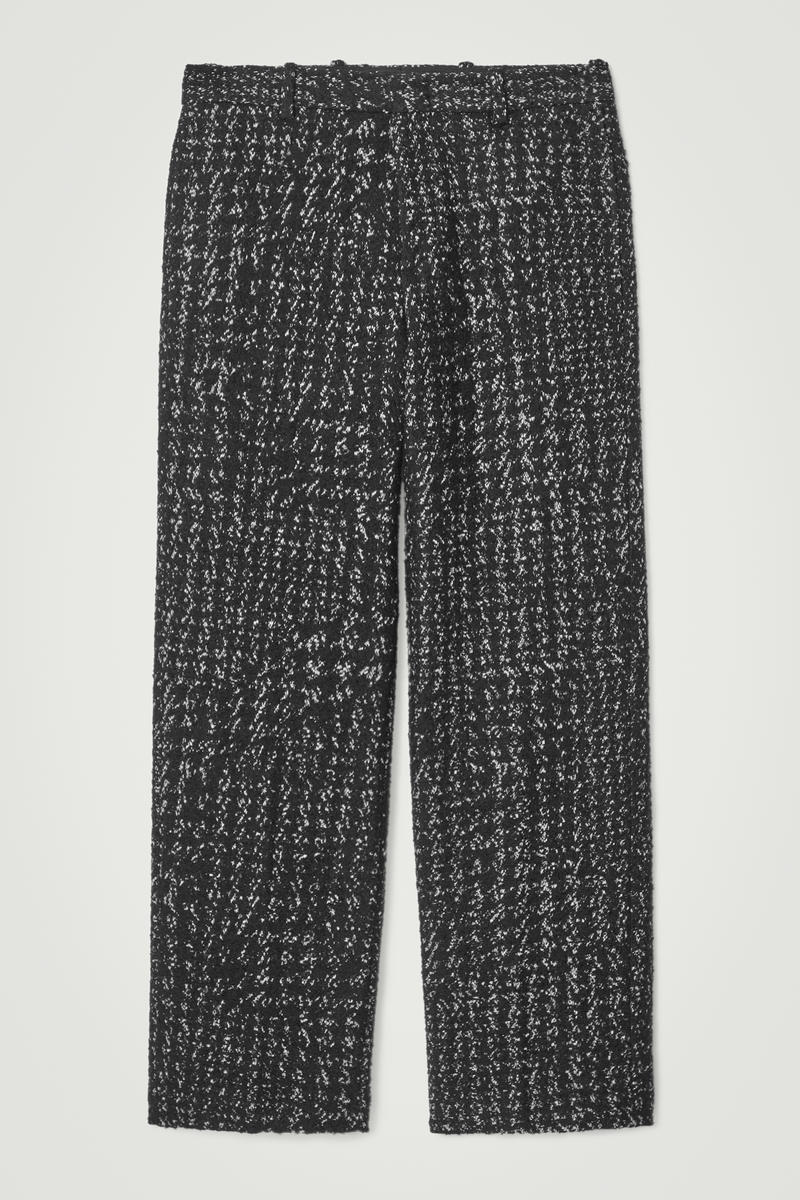 Relaxed Houndstooth Bouclé Full-Length Trousers