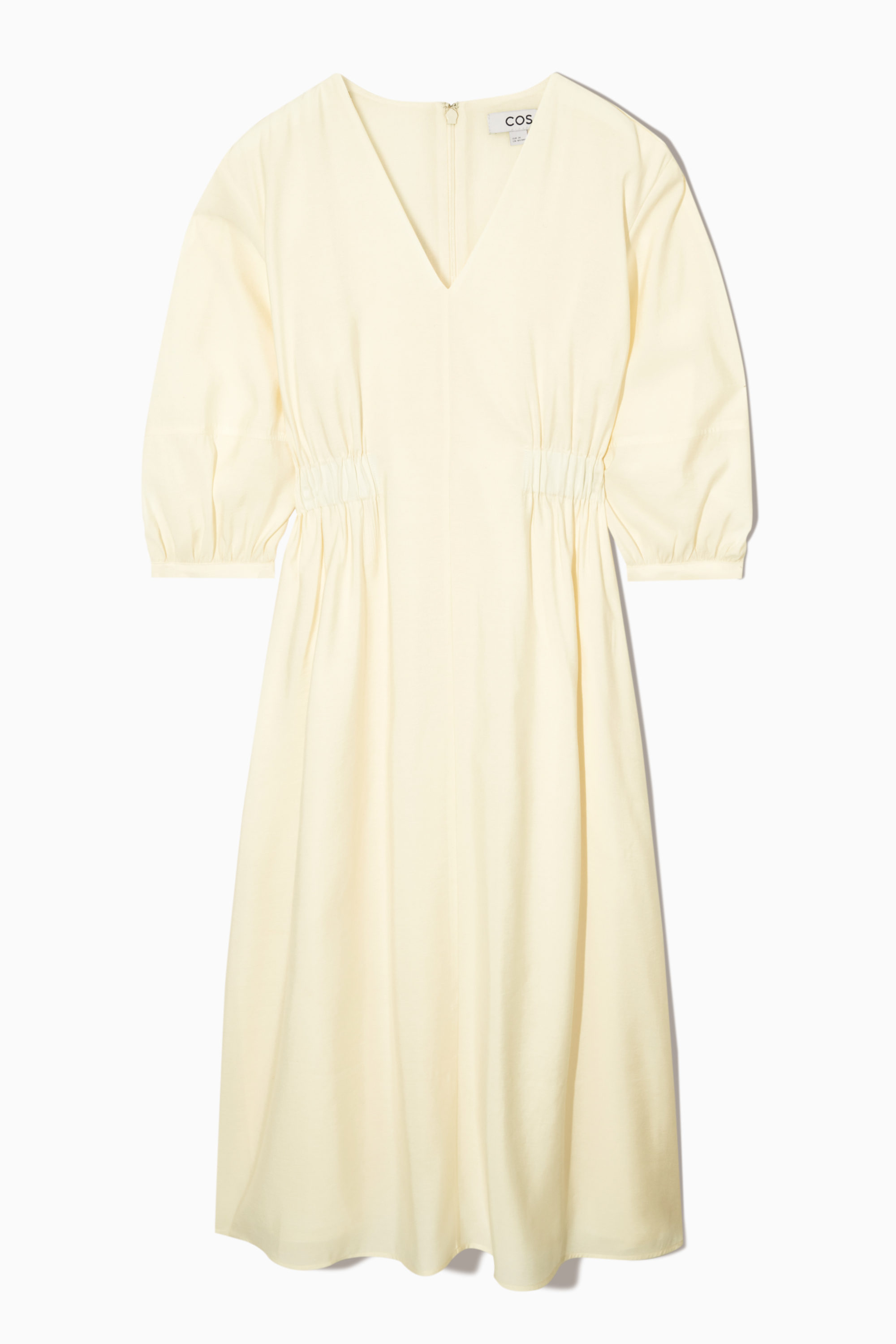 VOLUMINOUS V-NECK DRESS - IVORY | COS