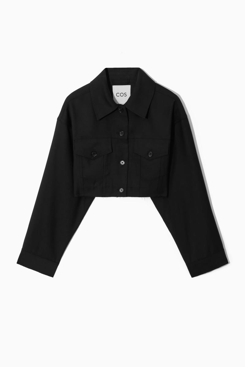 Oversized Cropped Wool Overshirt