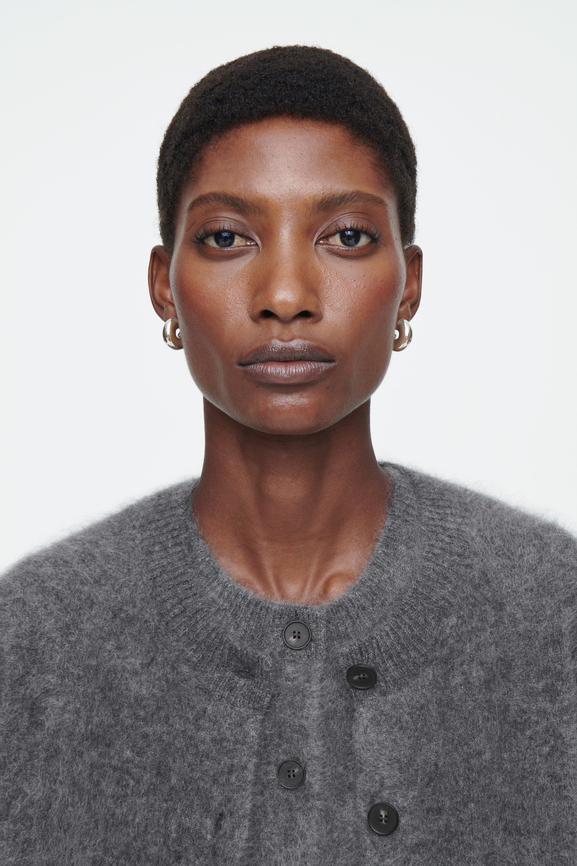 PURE BRUSHED-CASHMERE CARDIGAN - DARK GREY