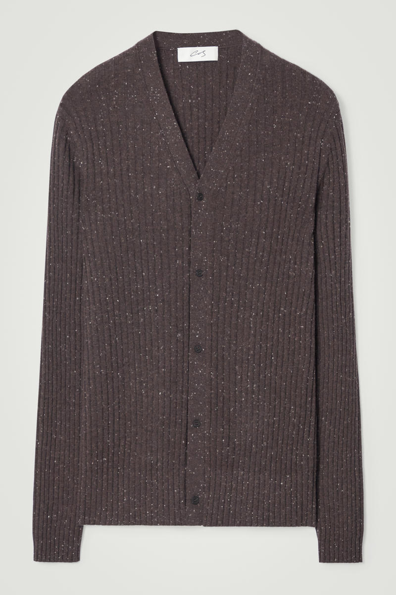 Shop Cos The Flecked Wool Cardigan In Brown