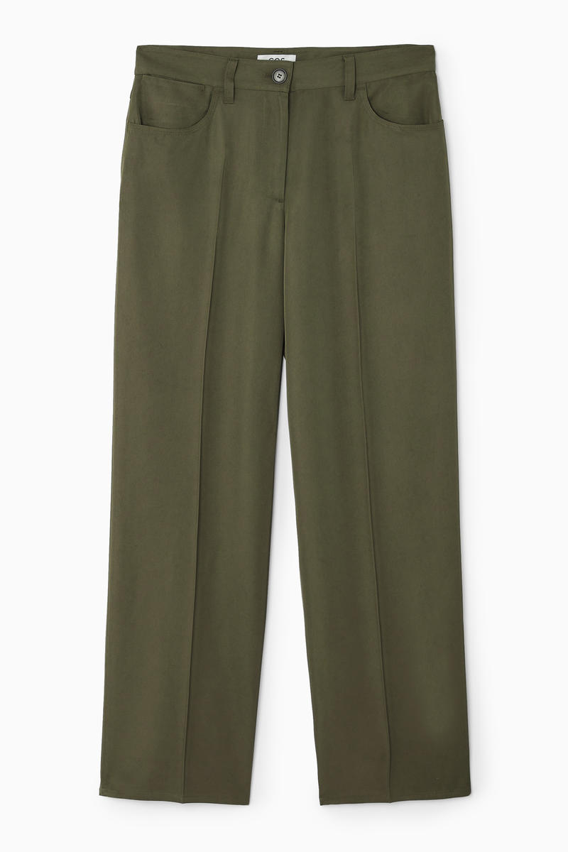 Fluid Straight-Leg Trousers in Green