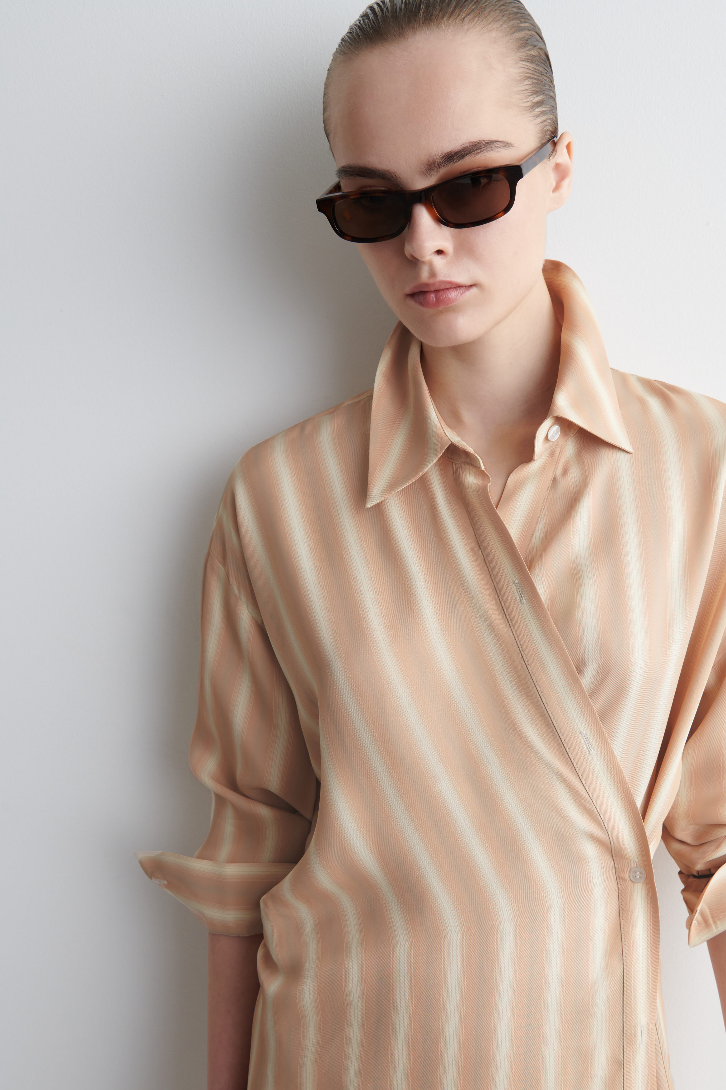 WRAP MIDI SHIRT DRESS - PINK / STRIPED | COS US WRAP MIDI SHIRT DRESS - PINK / STRIPED | COS US