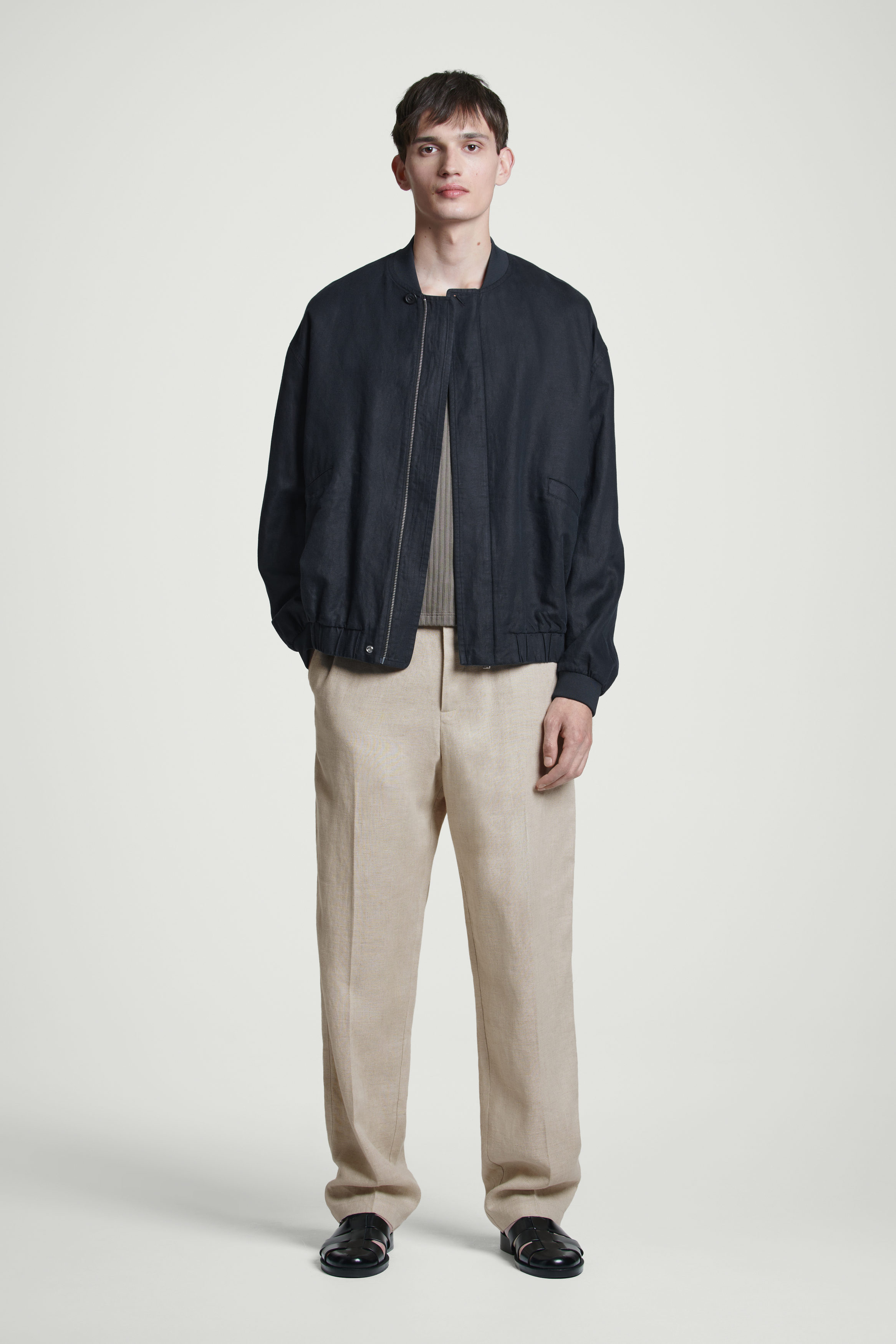 LINEN BOMBER JACKET - INDIGO | COS