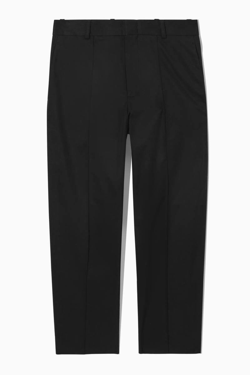 Cropped Straight-Leg Twill Trousers