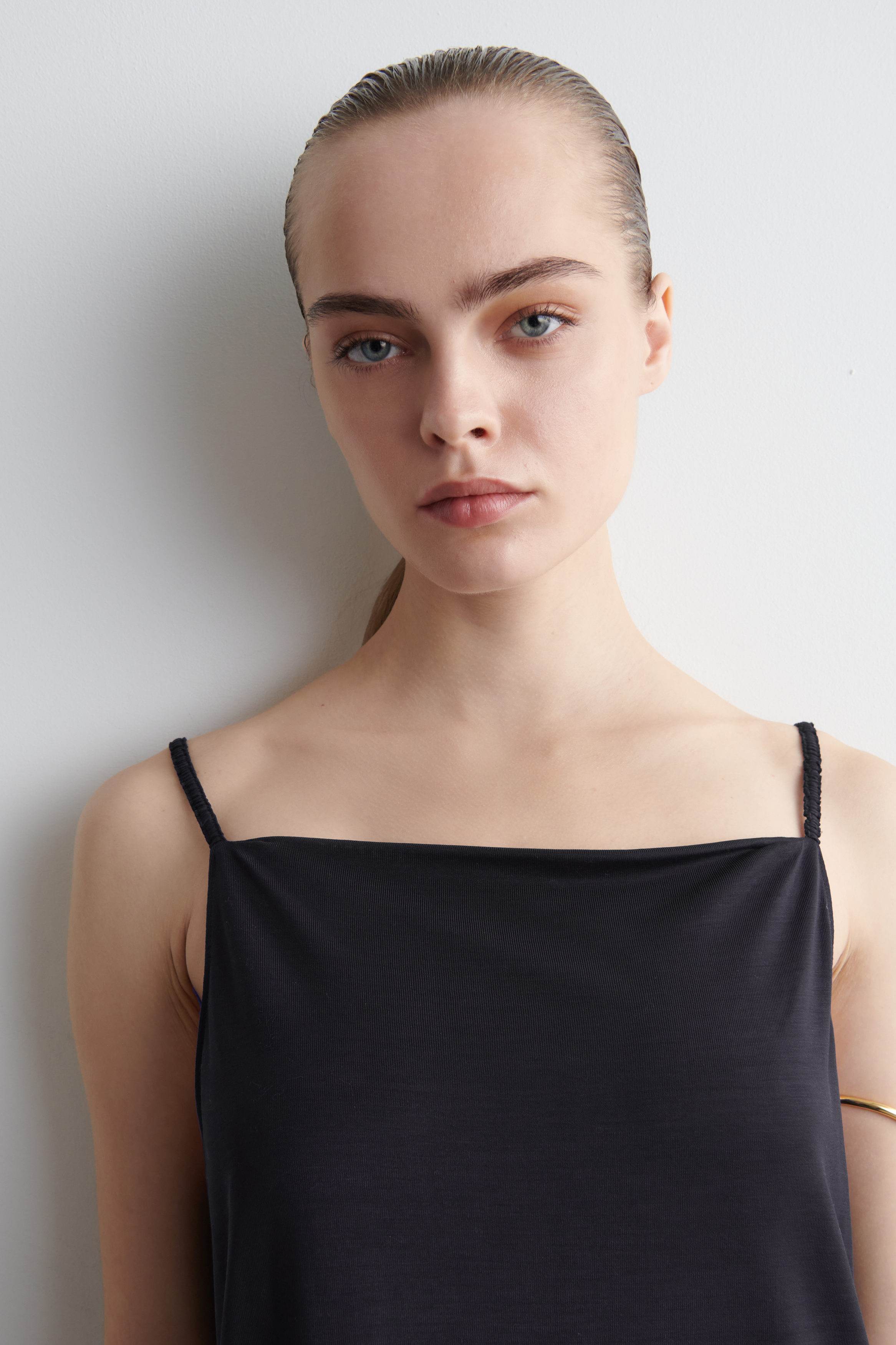 SQUARE-NECK STRAPPY JERSEY DRESS - NAVY | COS