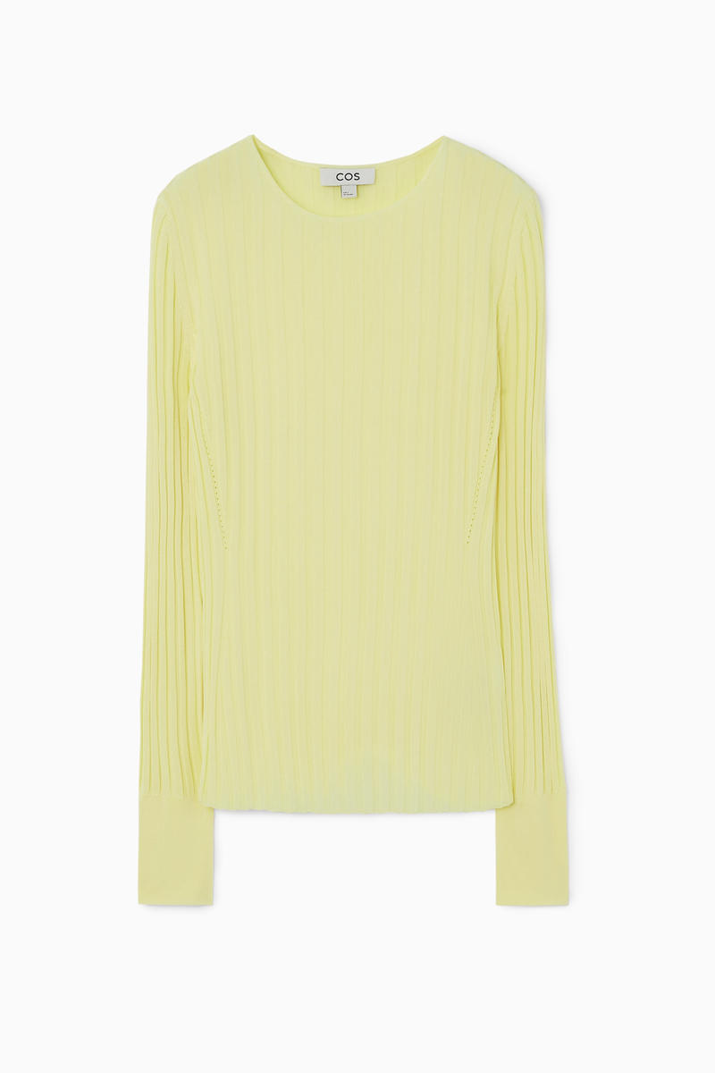 Rib-Knit Long-Sleeved Top