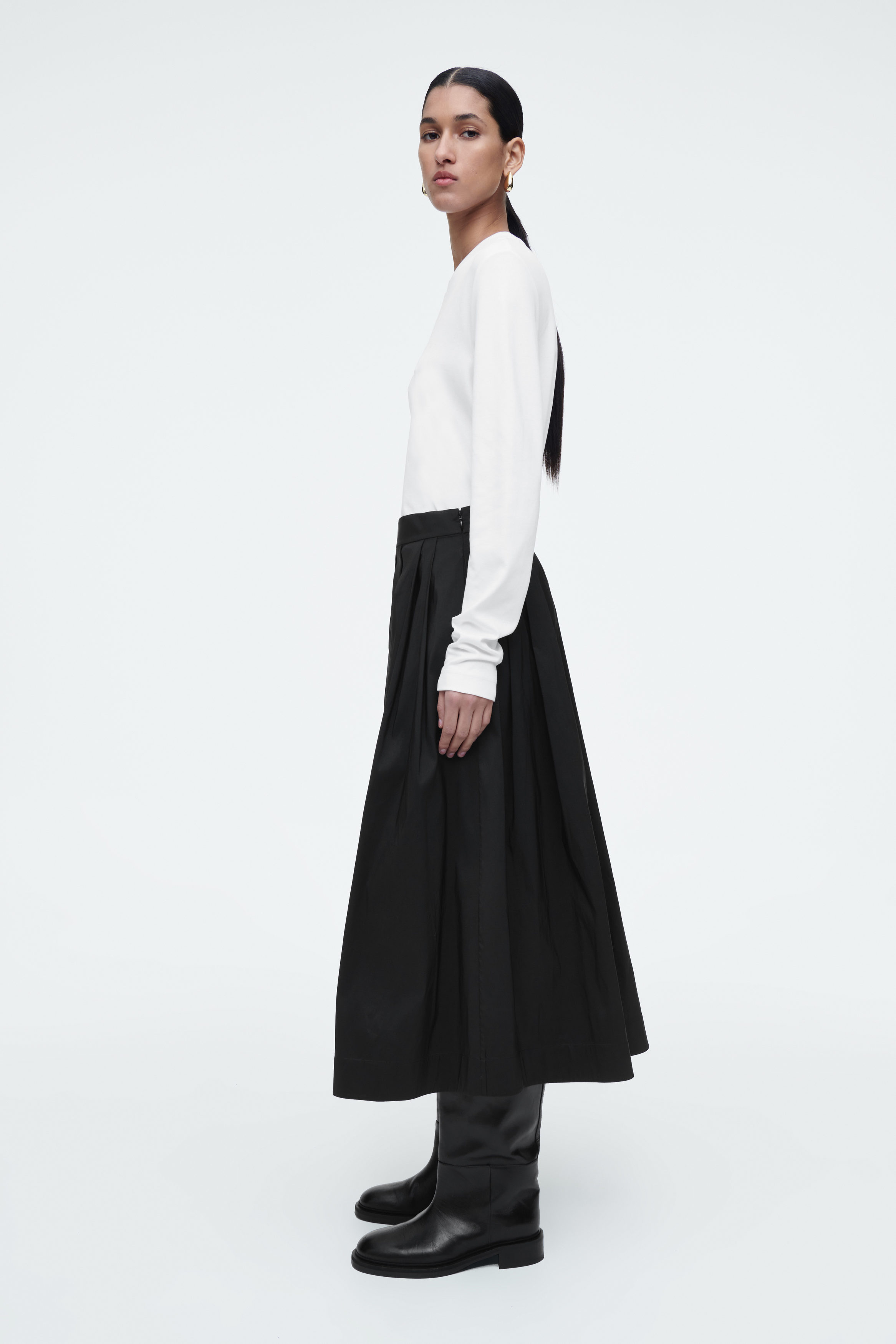 ワンピース PHILOSOPHY Women Mid Skirts 04925704 A1555 Black DRESSTELLS Black Pleated Skirts for Women, Midi Long Aline