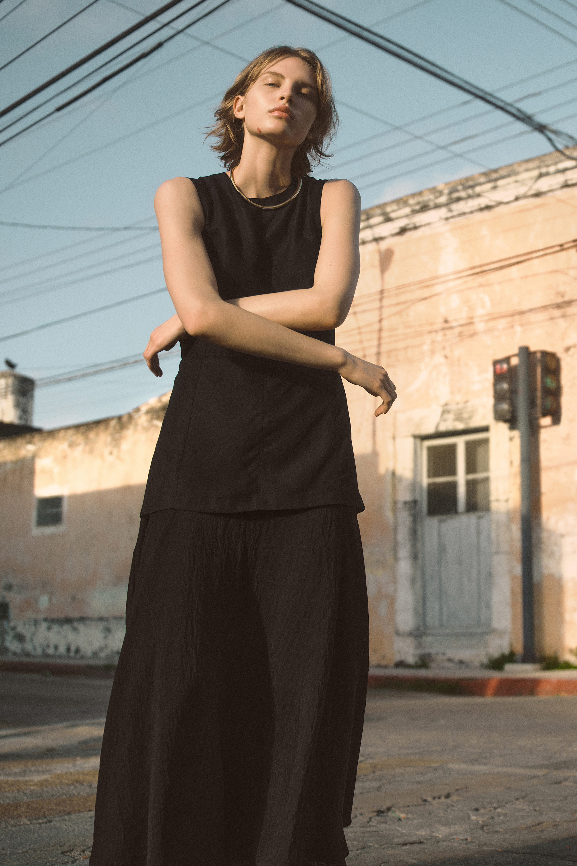 【美品♪】 COS LAYERED MID-LENGTH DRESS LAYERED PEPLUM MIDI DRESS - BLACK | COS