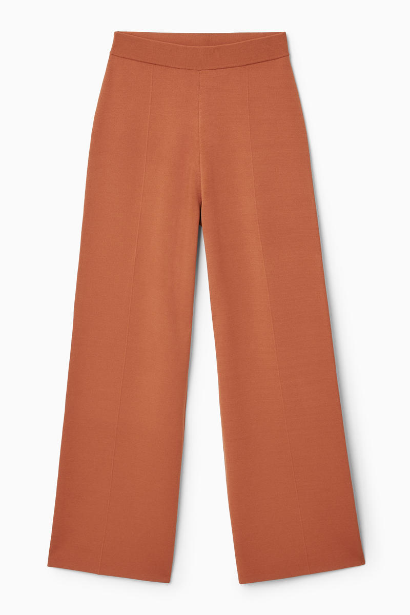 Double-Faced Knitted Trousers in Orange