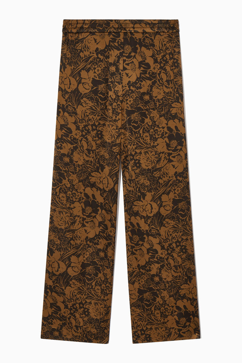 Wide-Leg Floral-Print Trousers