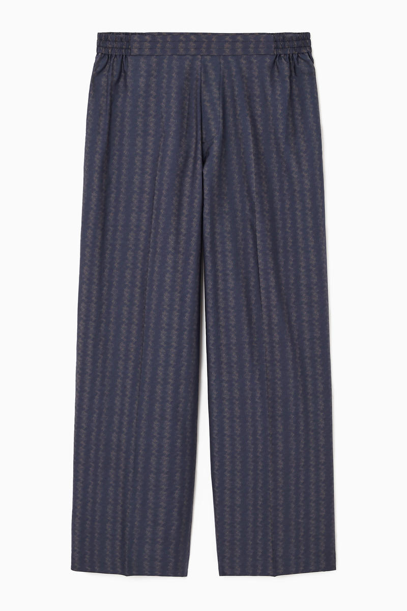 Zigzag Stripe Wide-Leg Trousers in Blue