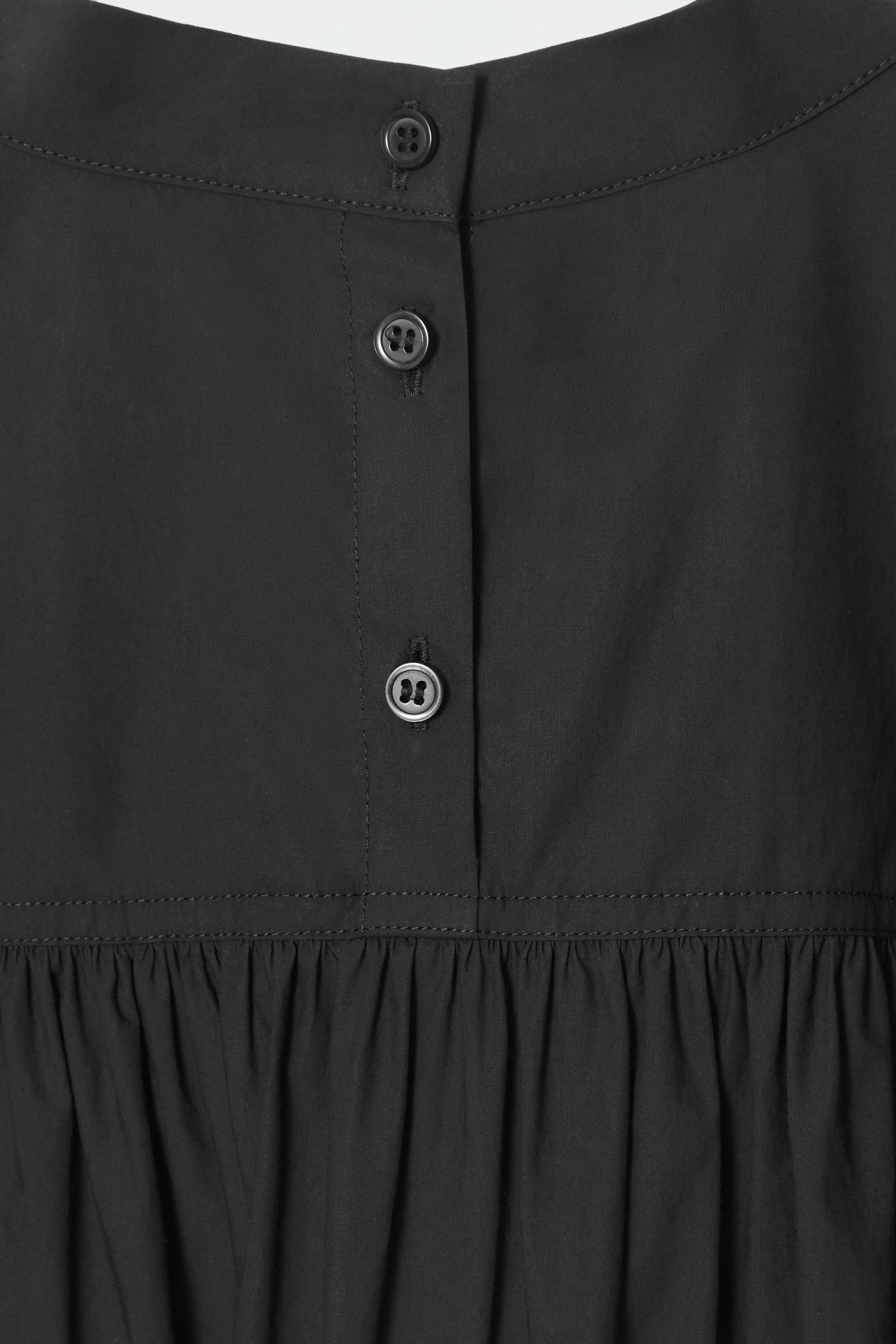 GATHERED COTTON BLOUSE - BLACK