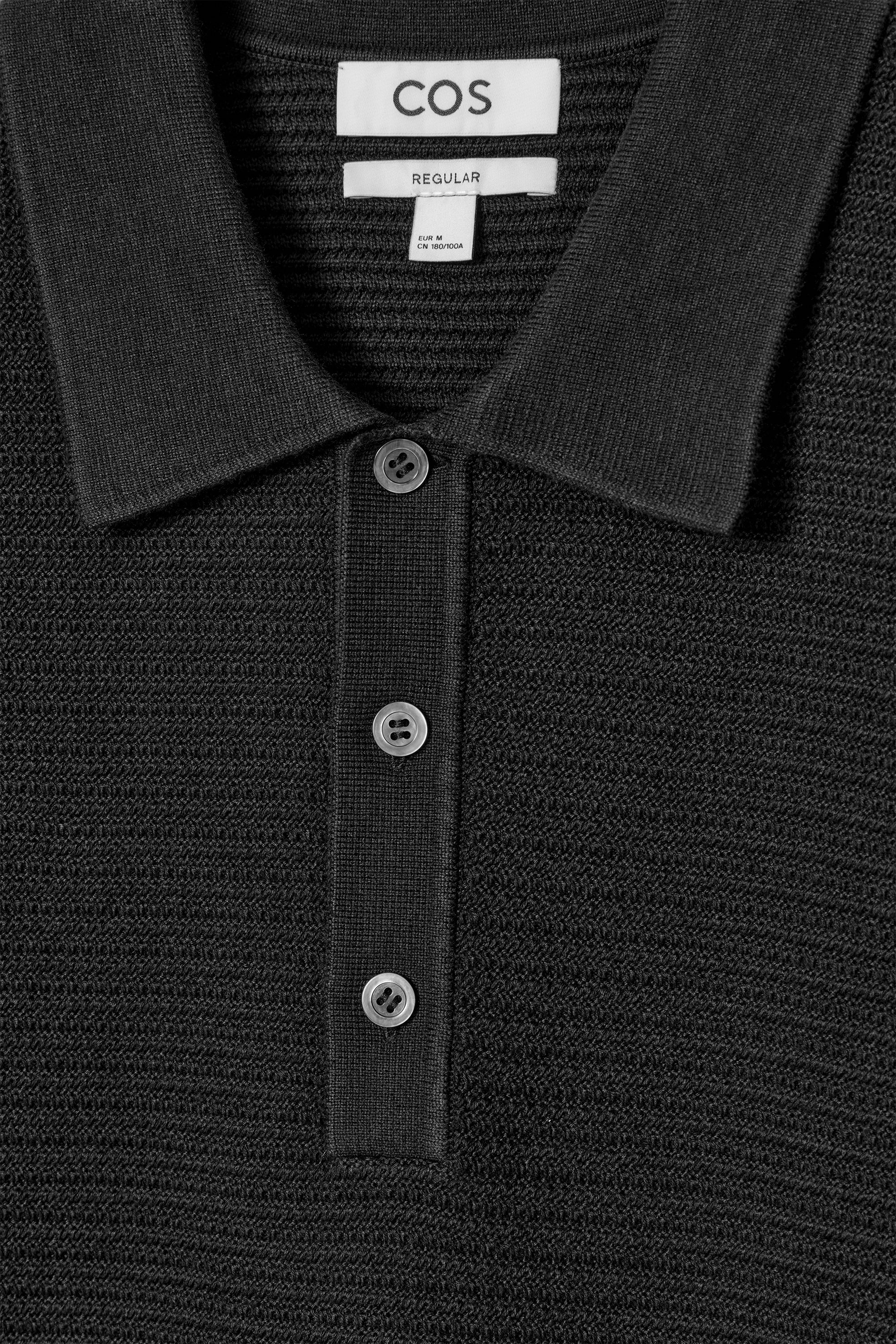 Tシャツ・カットソー CLOSED Ribbed cotton and cachemire polo shirt Nero CASHMERE POLO SHIRT - NAVY | COS