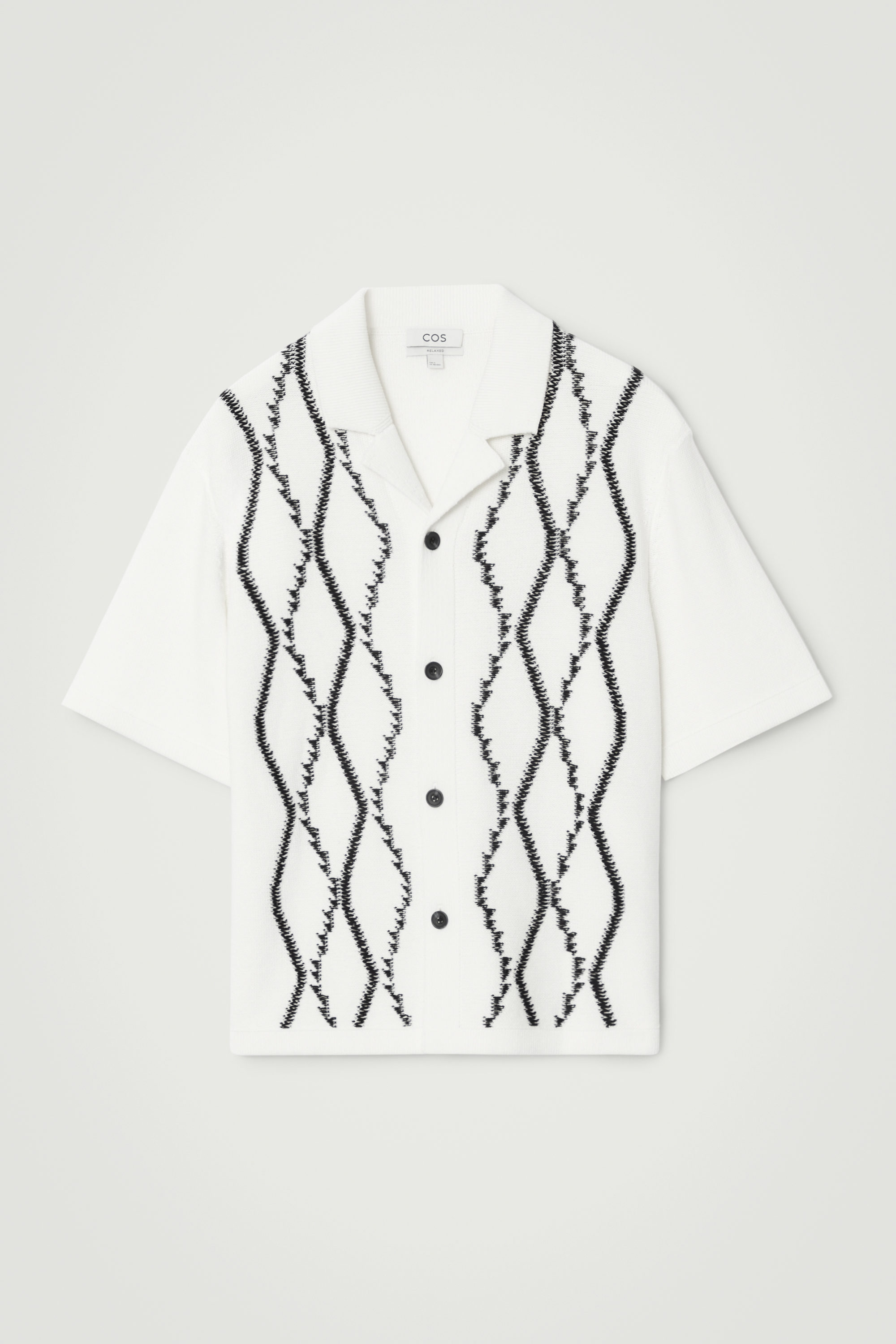 【COSYHARU】Ramiel Argyle Knitwear RELAXED ABSTRACT ARGYLE-KNIT SHIRT - WHITE | COS