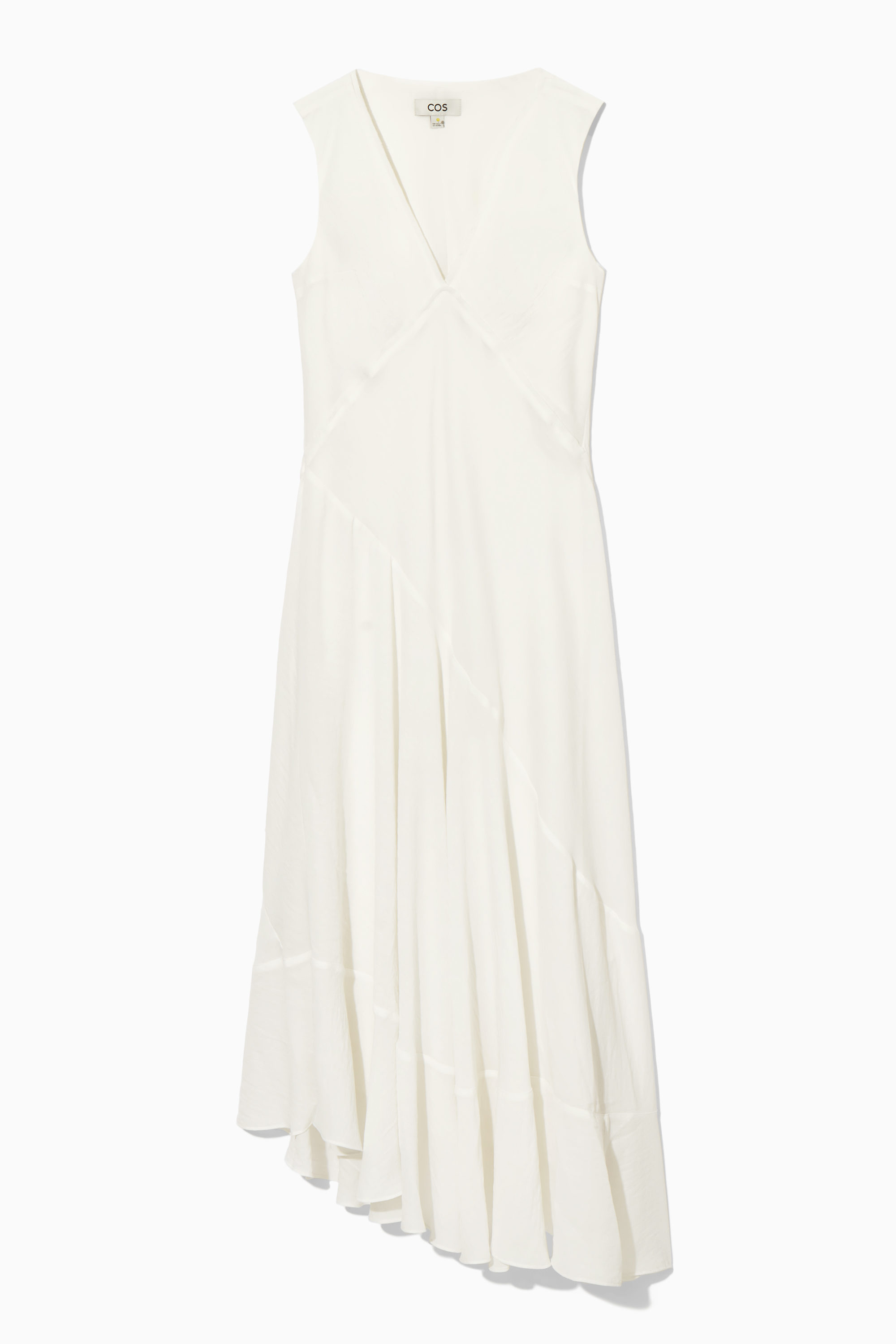 FLOATY ASYMMETRIC MIDI DRESS - OFF-WHITE