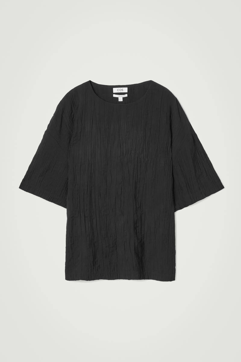 Oversized Crinkled-Texture T-Shirt