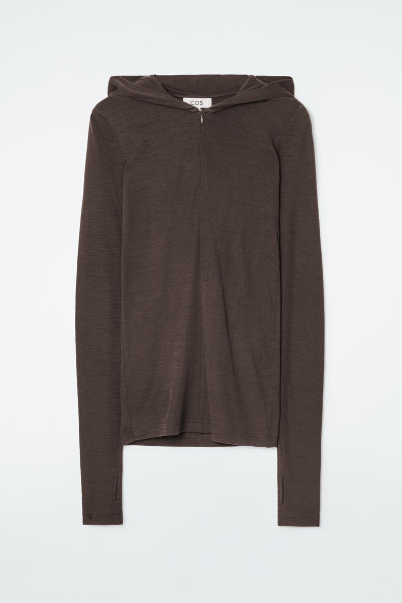 Slim Half-Zip Wool Hoodie