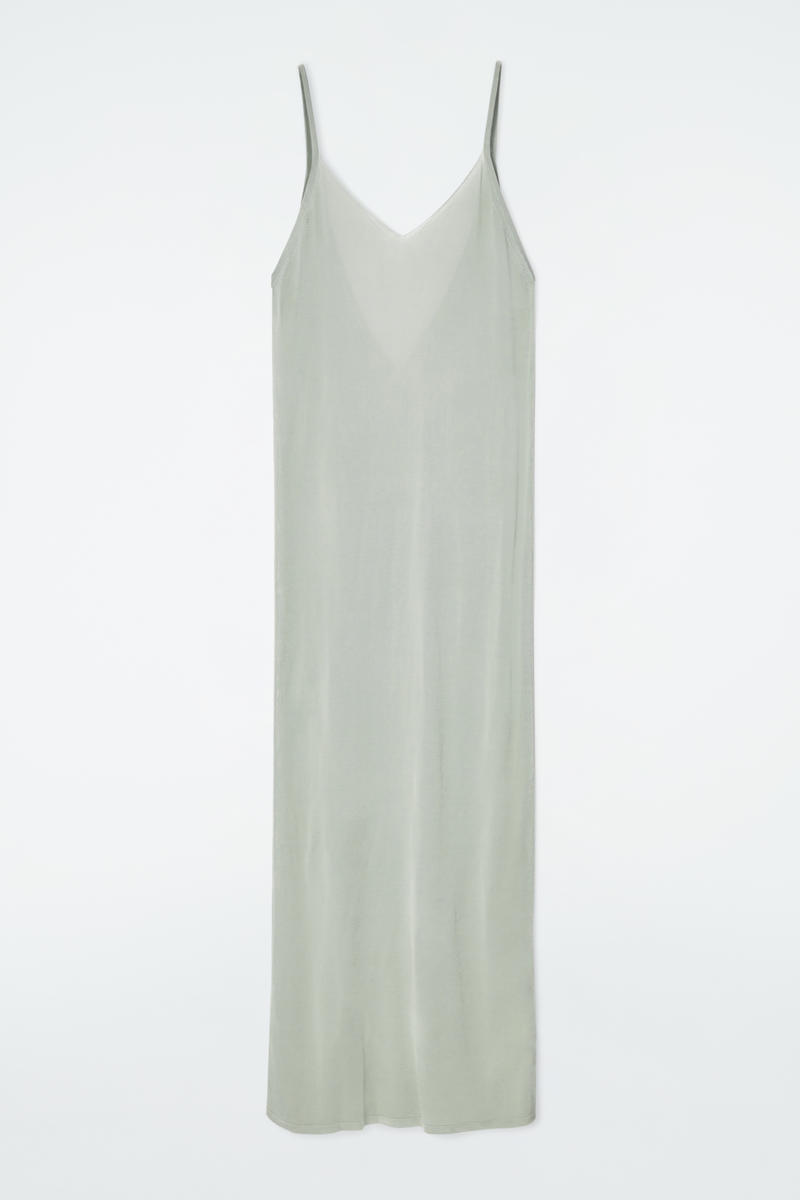 Shop Cos The Sheer Knitted Slip Dress In Green