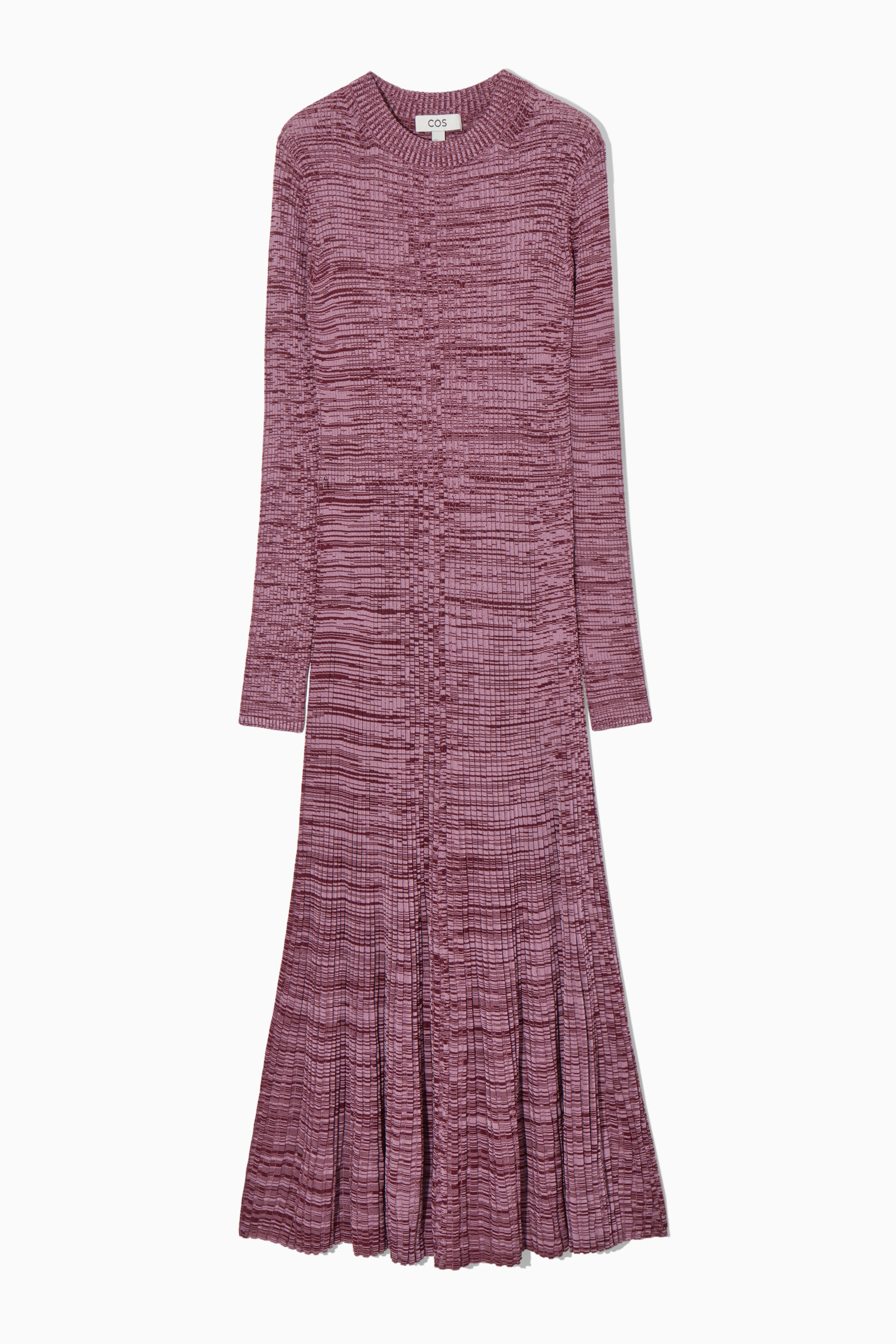 MELANGE RIBBED MIDI DRESS PINK