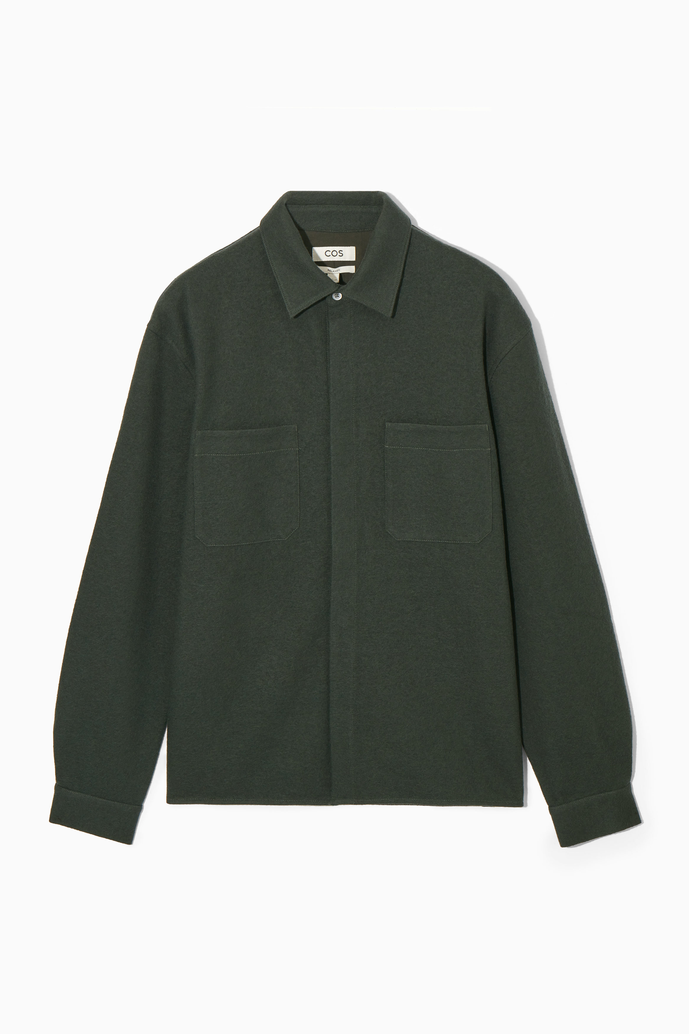 RELAXED BOILED-WOOL OVERSHIRT - DARK GREEN | COS US