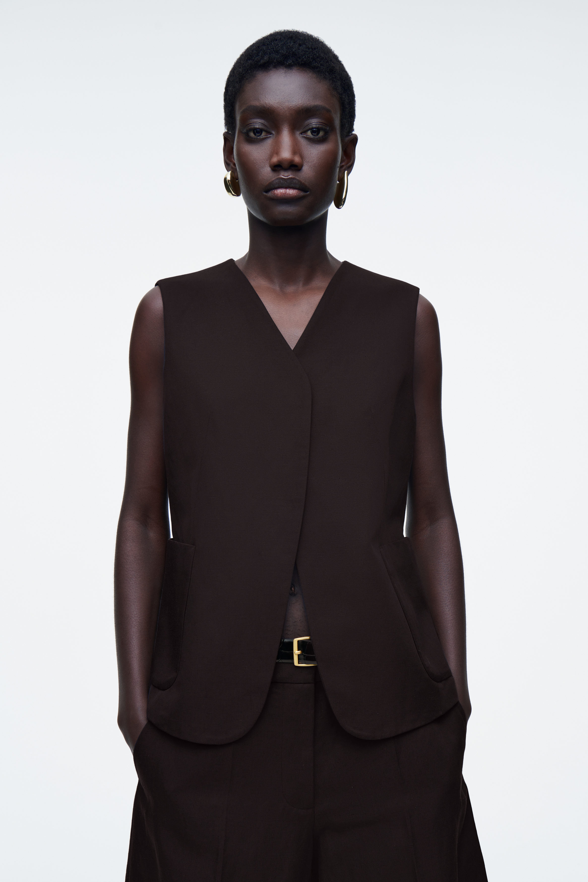 WRAP-FRONT LINEN-BLEND WAISTCOAT