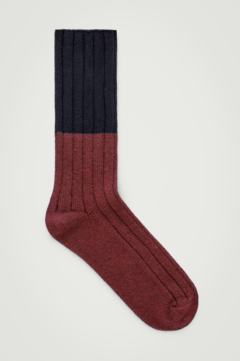 Colour-Block Ribbed Socks