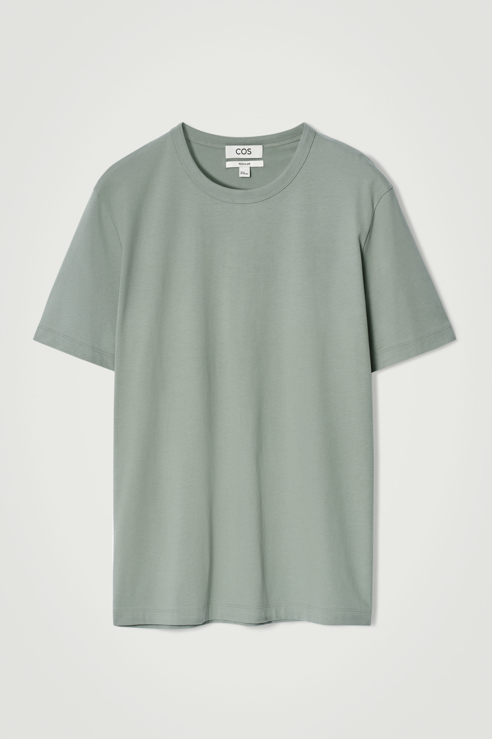REGULAR BRUSHED-COTTON T-SHIRT - DUSTY GREEN | COS