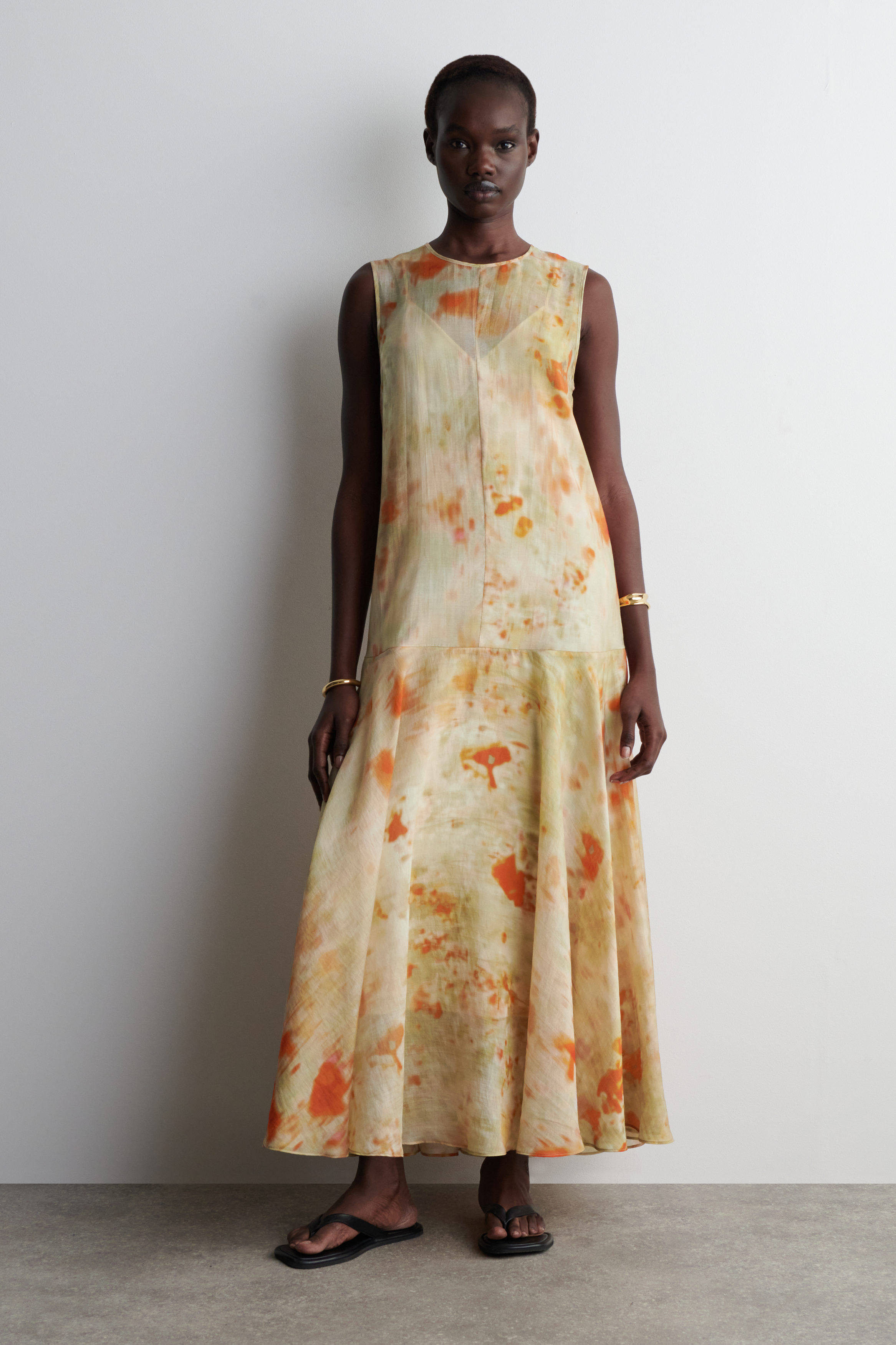 SHEER FLORAL-PRINT MAXI DRESS