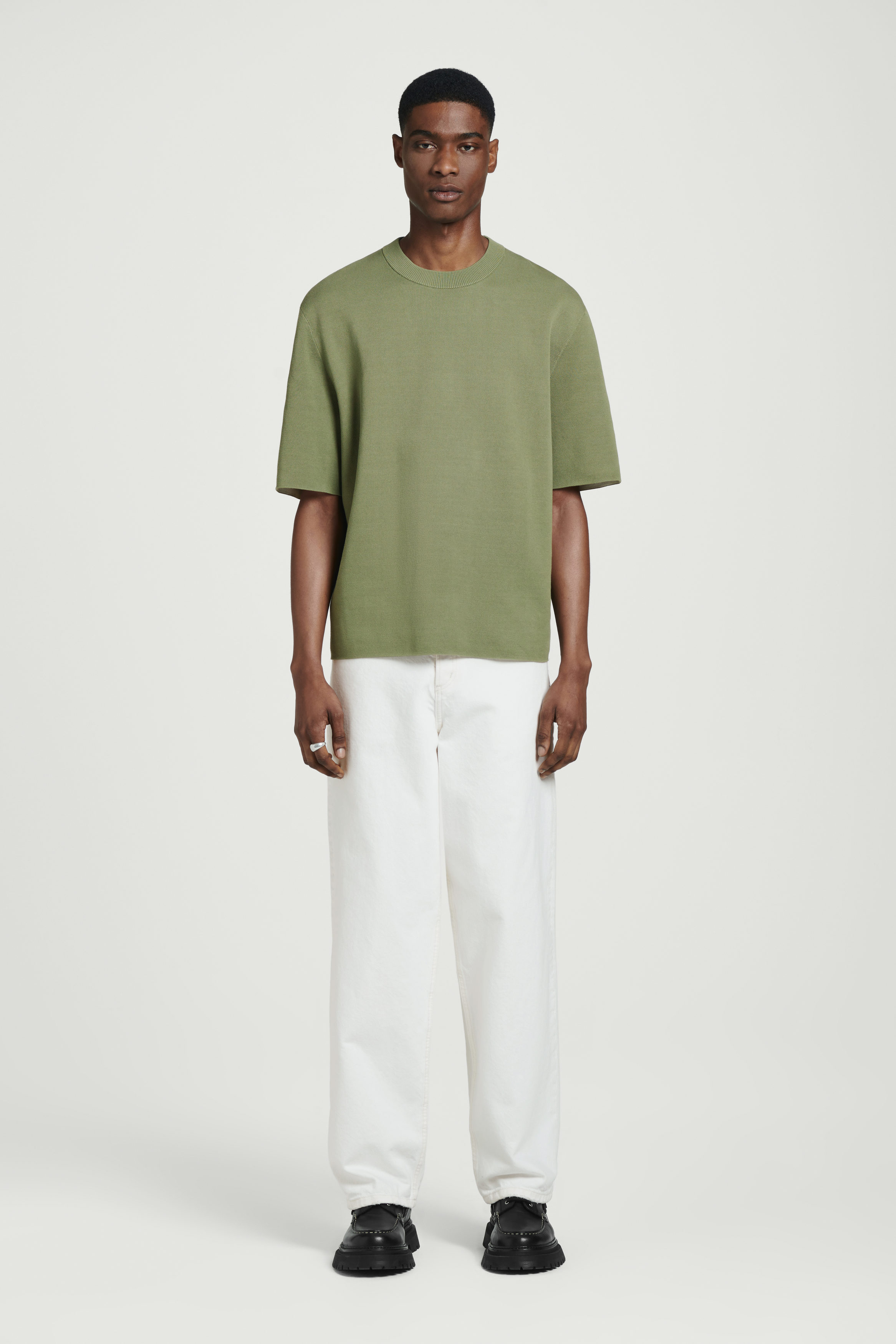 RELAXED DOUBLE-FACED KNIT T-SHIRT - GREEN