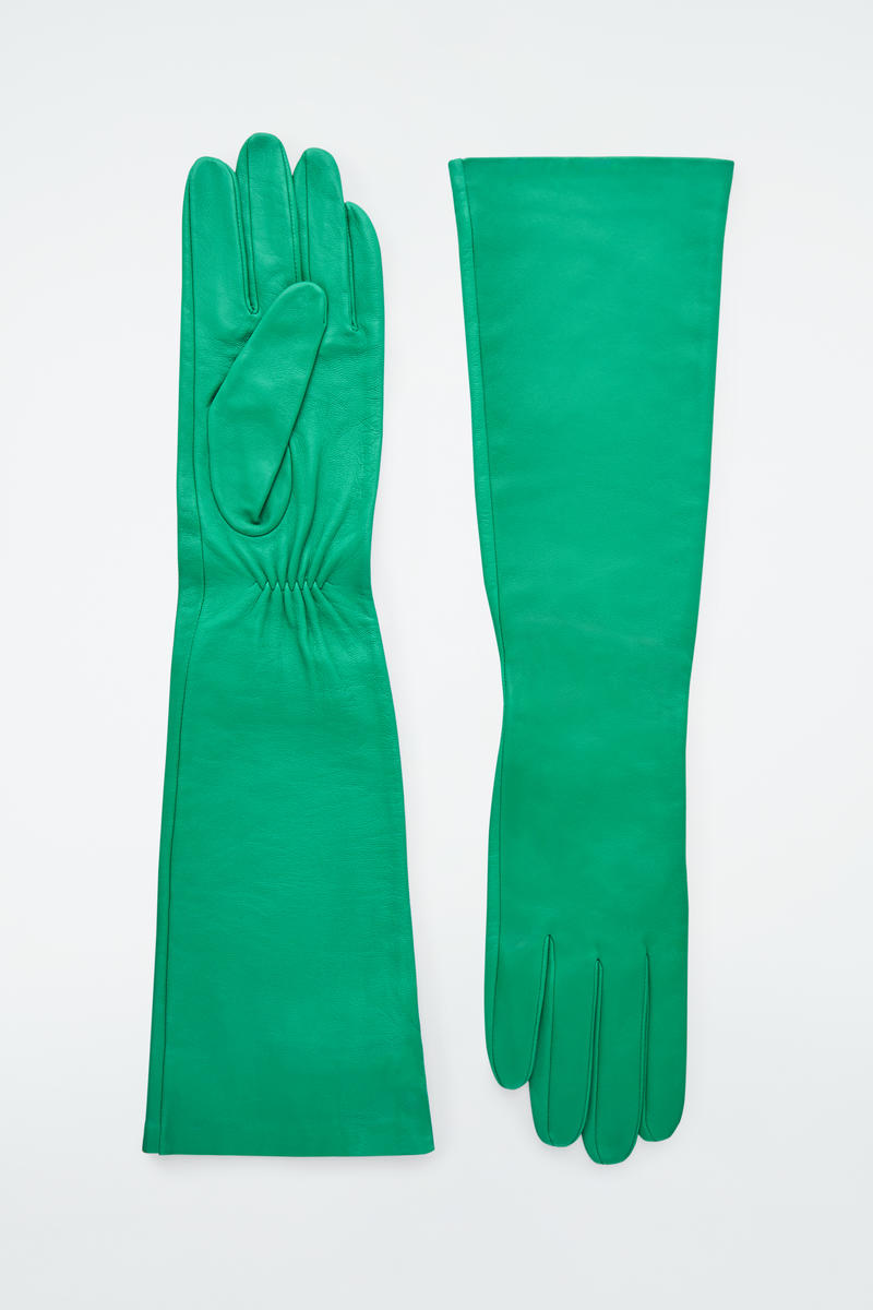 Shop Cos The Long Leather Gloves In Green