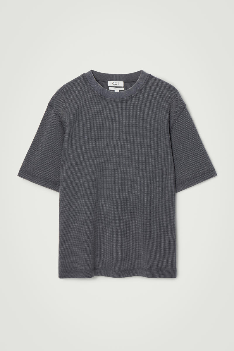 Relaxed Waffle-Texture Cotton-Jersey T-Shirt in Navy