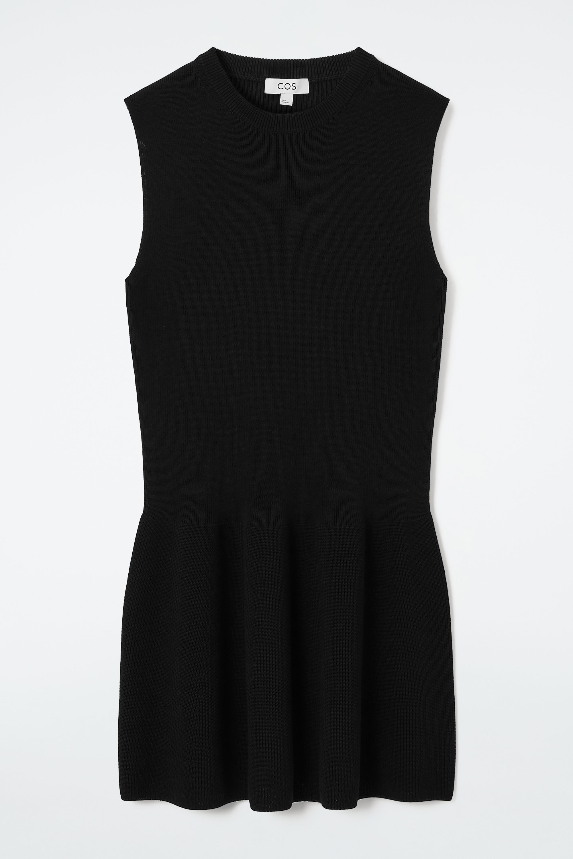 RIBBED-KNIT DROPPED-WAIST MINI DRESS - BLACK | COS
