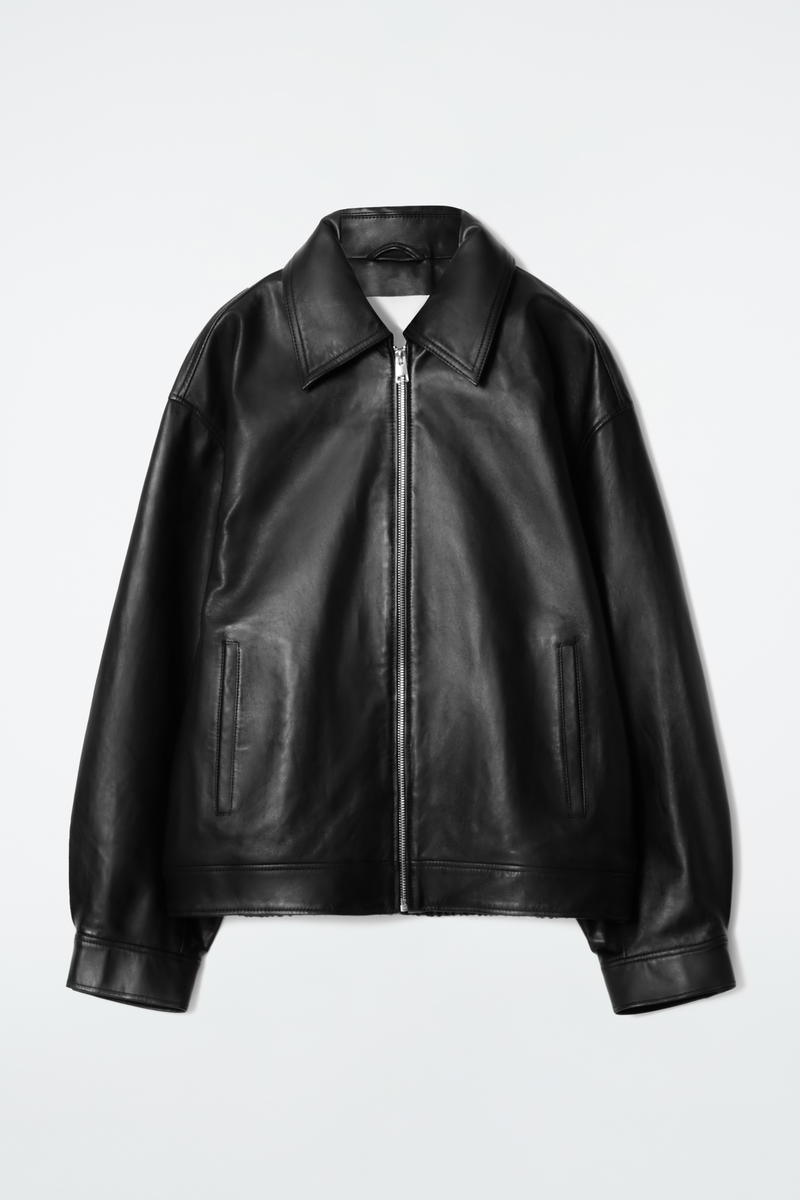 Oversized Collared Leather Jacket