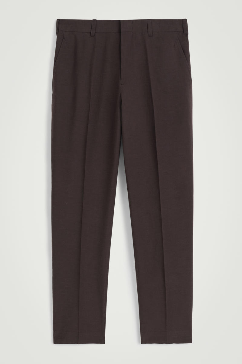 Tailored Straight-Leg Trousers in Brown