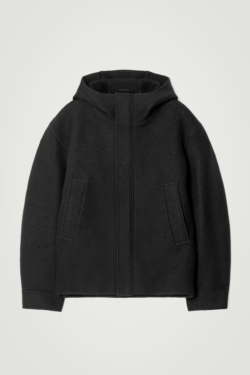 Hooded Boiled Wool Parka Jacket