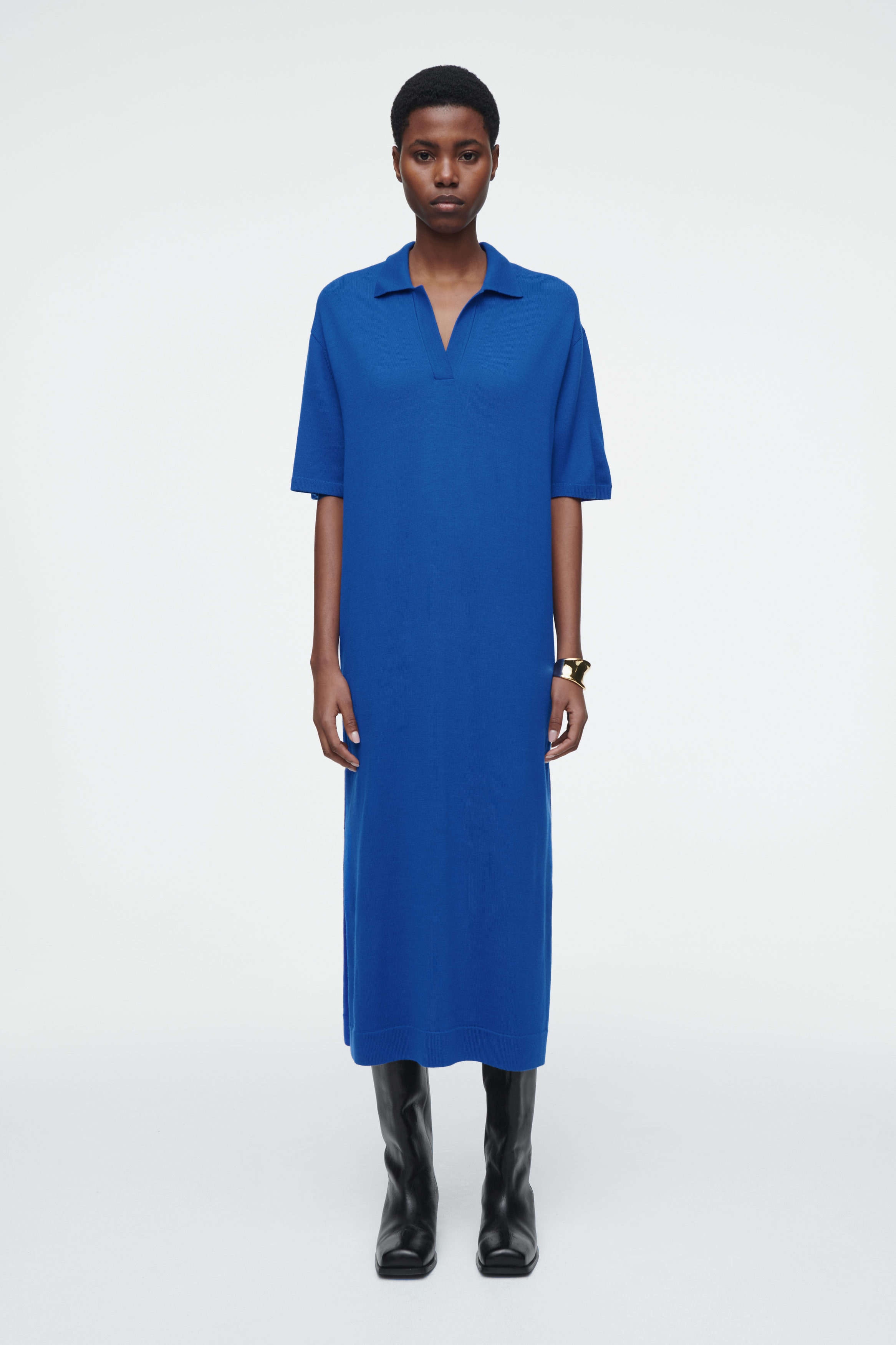 【新品未使用】French Sleeve Polo Long Dress M French Sleeve Polo Long Dress