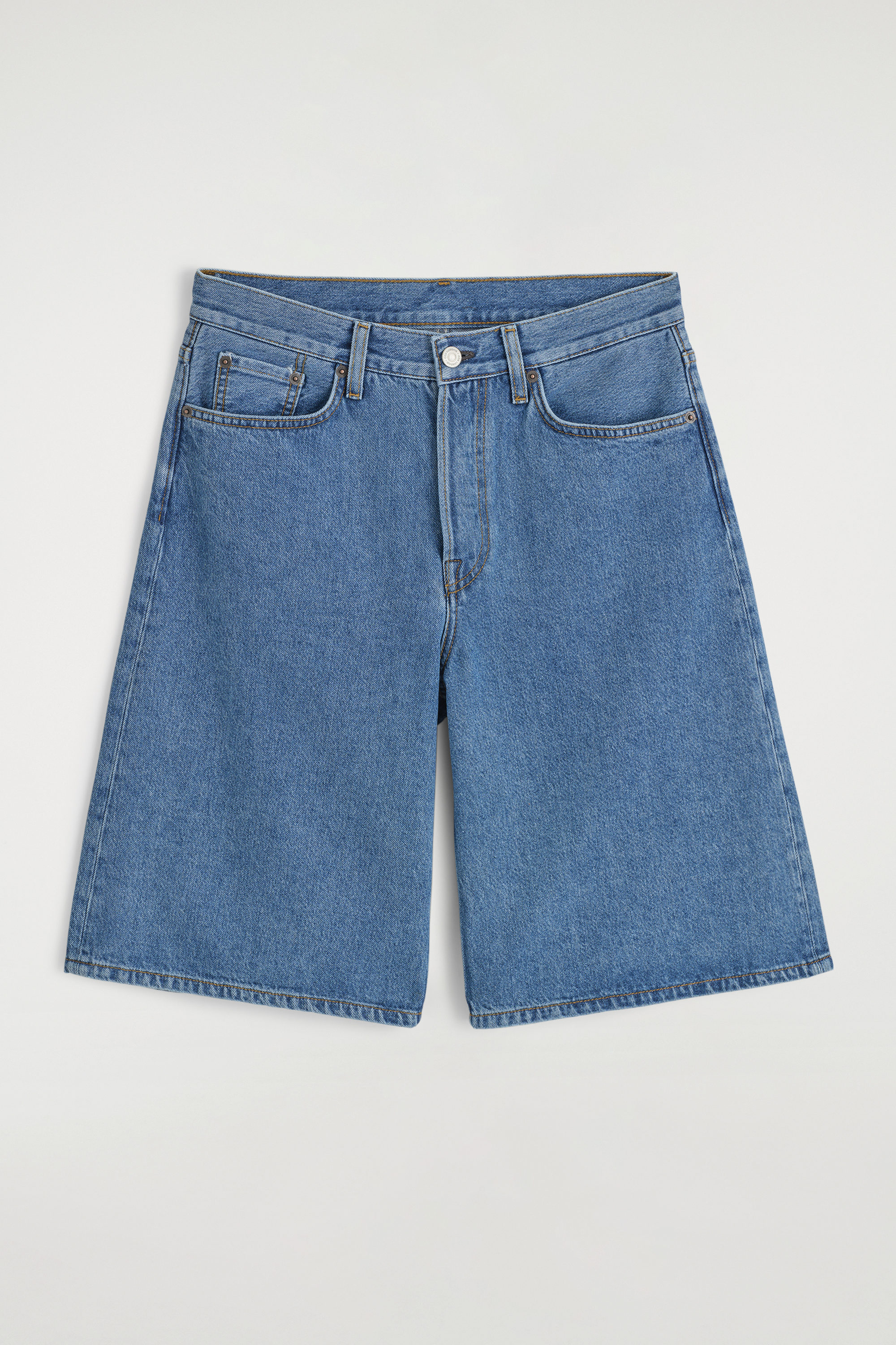 【KOOLOSET】Unton Bermuda Banding Denim Blue Aztec Pattern Banding Denim Shorts - SOLIDHOMME.COM